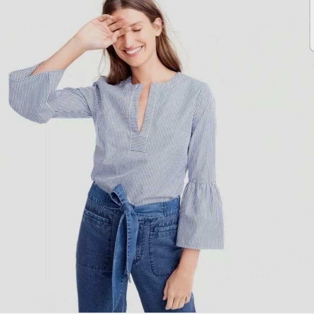 J crew striped bell sleeve‎ top